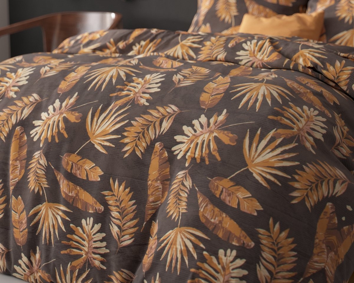 Polycotton Duvet Cover Set Luisa | Gold | Single - 140cm (W) x 220cm (L) - The Bedding & Blankets Store