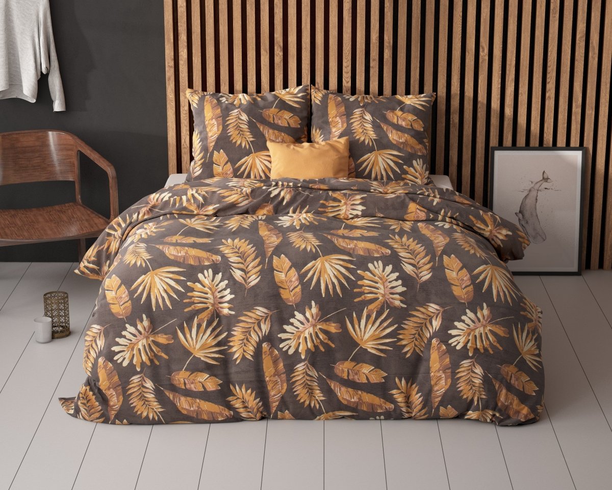 Polycotton Duvet Cover Set Luisa | Gold | Single - 140cm (W) x 220cm (L) - The Bedding & Blankets Store