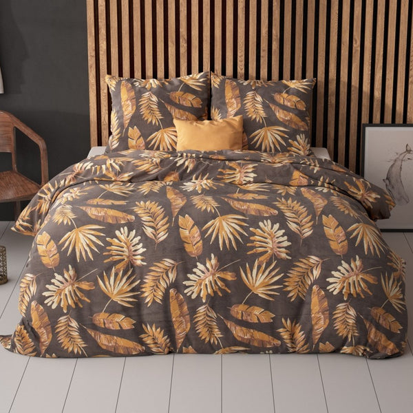 Polycotton Duvet Cover Set Luisa | Gold | Single - 140cm (W) x 220cm (L) - The Bedding & Blankets Store