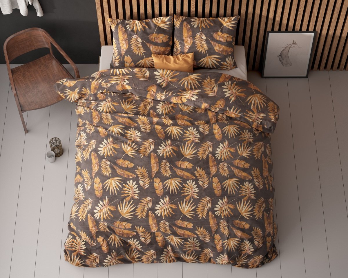 Polycotton Duvet Cover Set Luisa | Gold | Single - 140cm (W) x 220cm (L) - The Bedding & Blankets Store