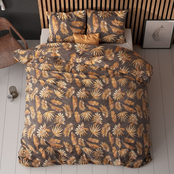 Polycotton Duvet Cover Set Luisa | Gold | Single - 140cm (W) x 220cm (L) - The Bedding & Blankets Store