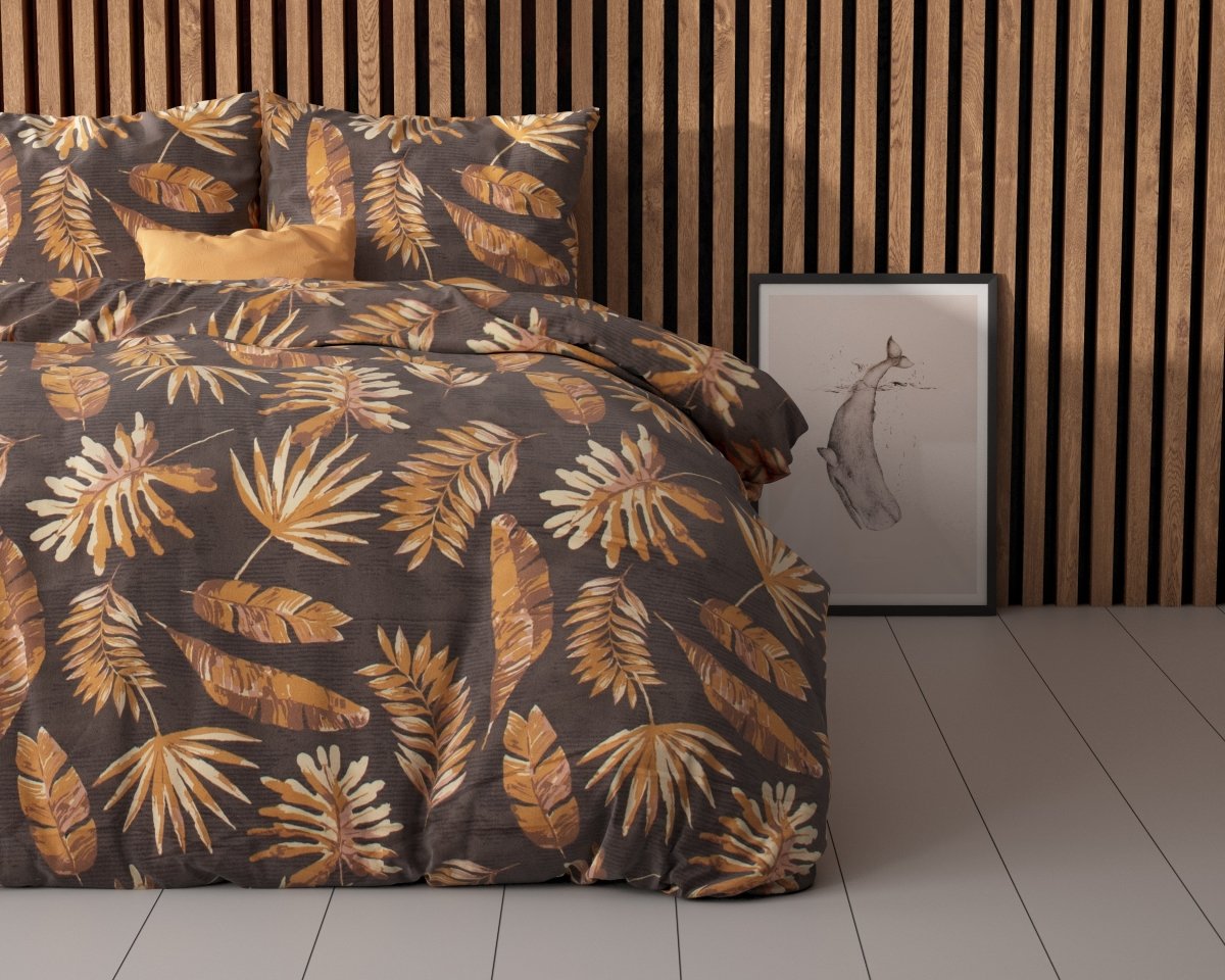 Polycotton Duvet Cover Set Luisa | Gold | Single - 140cm (W) x 220cm (L) - The Bedding & Blankets Store
