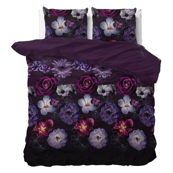 Polycotton Duvet Cover Set Magic Flower | Purple | Single - 140cm (W) x 220cm (L) - The Bedding & Blankets Store