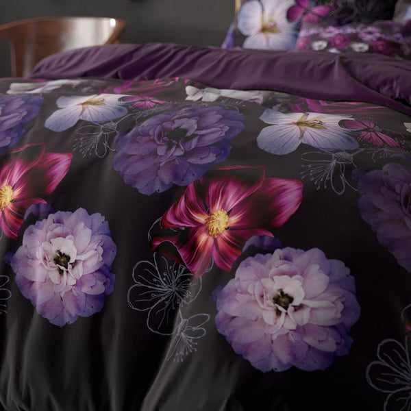 Polycotton Duvet Cover Set Magic Flower | Purple | Single - 140cm (W) x 220cm (L) - The Bedding & Blankets Store