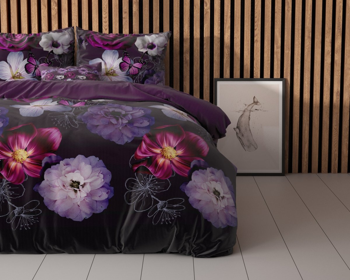 Polycotton Duvet Cover Set Magic Flower | Purple | Single - 140cm (W) x 220cm (L) - The Bedding & Blankets Store