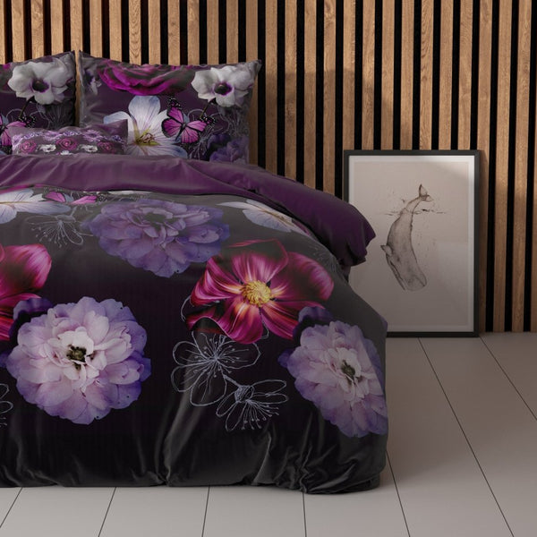 Polycotton Duvet Cover Set Magic Flower | Purple | Single - 140cm (W) x 220cm (L) - The Bedding & Blankets Store