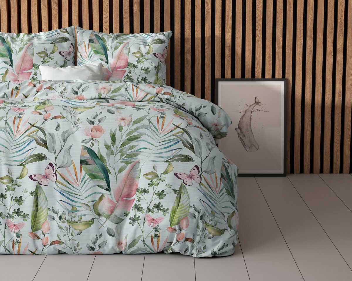 Polycotton Duvet Cover Set Mika | Green | Single - 140cm (W) x 220cm (L) - The Bedding & Blankets Store