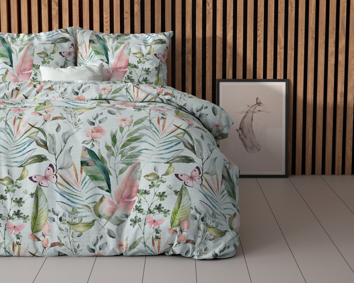 Polycotton Duvet Cover Set Mika | Green | Single - 140cm (W) x 220cm (L) - The Bedding & Blankets Store