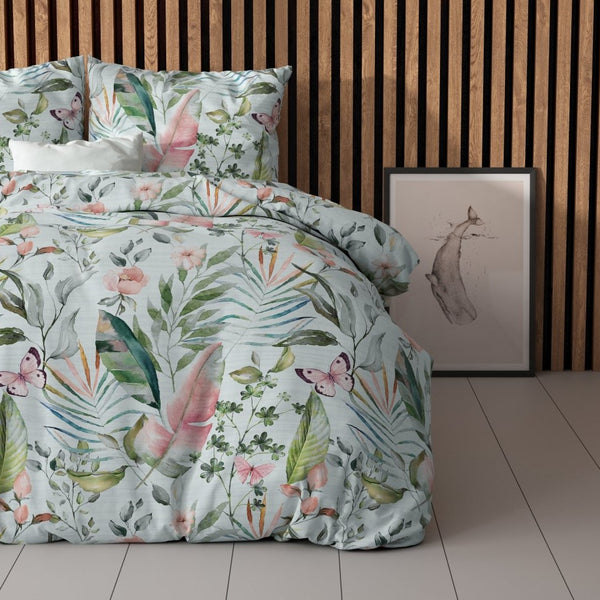 Polycotton Duvet Cover Set Mika | Green | Single - 140cm (W) x 220cm (L) - The Bedding & Blankets Store