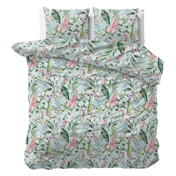 Polycotton Duvet Cover Set Mika | Green | Single - 140cm (W) x 220cm (L) - The Bedding & Blankets Store