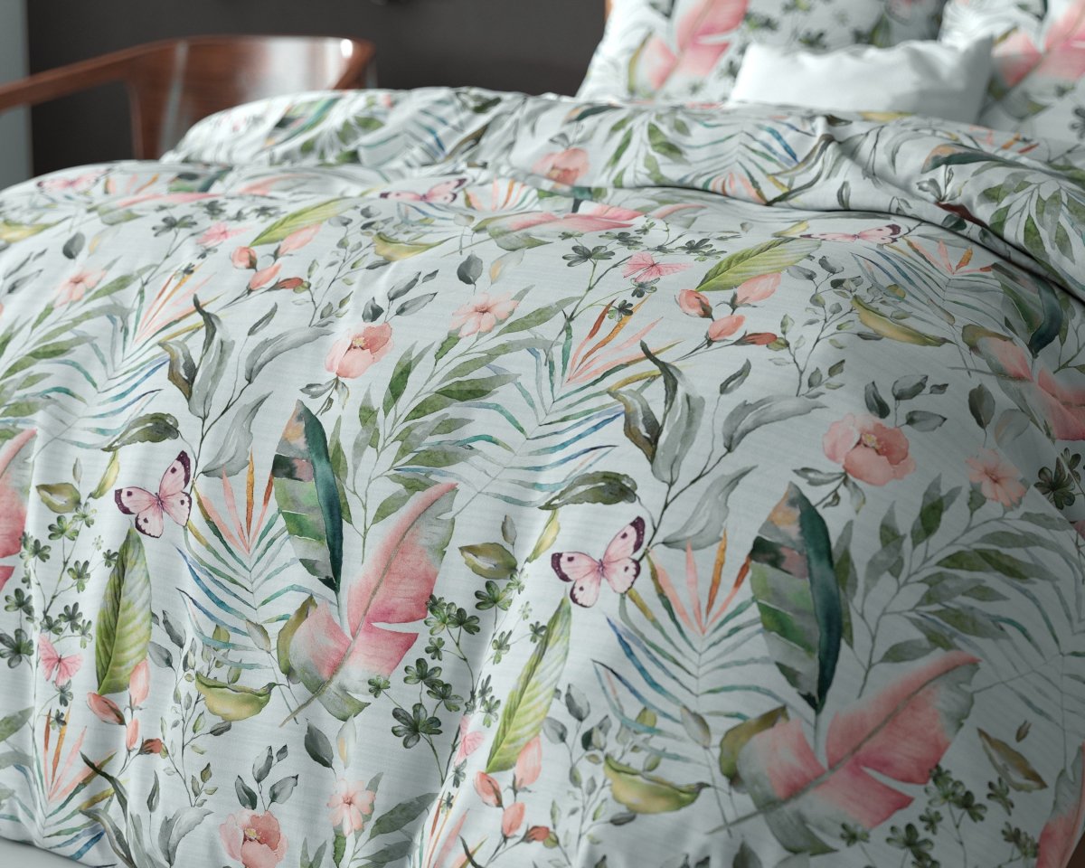 Polycotton Duvet Cover Set Mika | Green | Single - 140cm (W) x 220cm (L) - The Bedding & Blankets Store