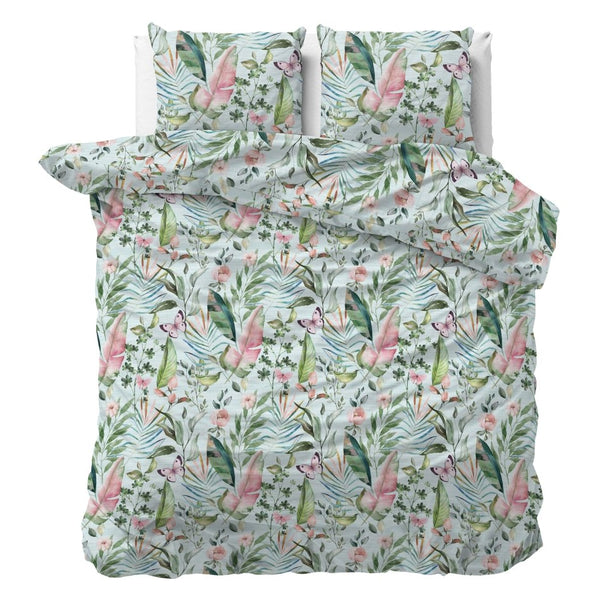 Polycotton Duvet Cover Set Mika | Green | Single - 140cm (W) x 220cm (L) - The Bedding & Blankets Store