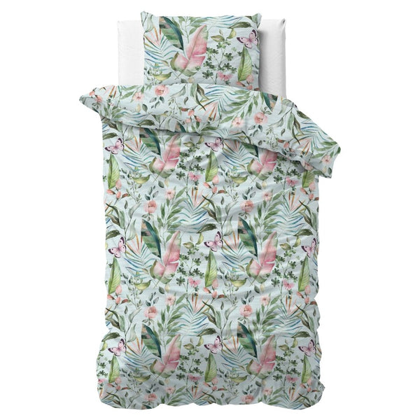 Polycotton Duvet Cover Set Mika | Green | Single - 140cm (W) x 220cm (L) - The Bedding & Blankets Store