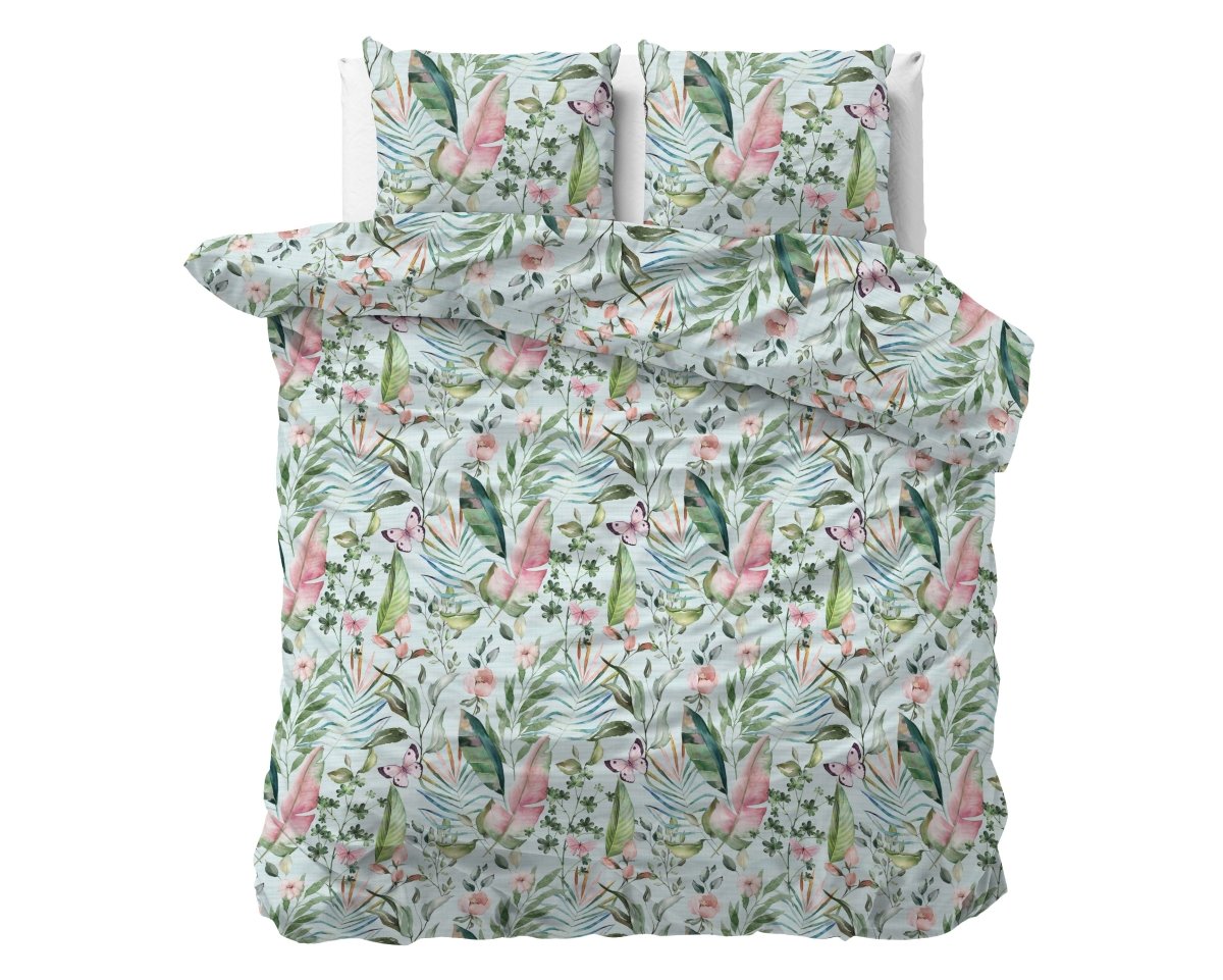 Polycotton Duvet Cover Set Mika | Green | Single - 140cm (W) x 220cm (L) - The Bedding & Blankets Store