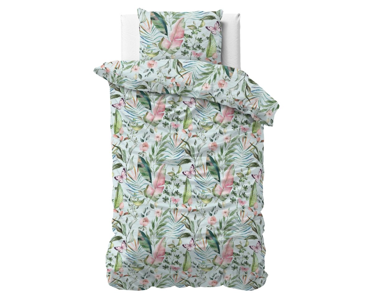 Polycotton Duvet Cover Set Mika | Green | Single - 140cm (W) x 220cm (L) - The Bedding & Blankets Store