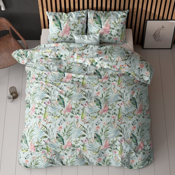 Polycotton Duvet Cover Set Mika | Green | Single - 140cm (W) x 220cm (L) - The Bedding & Blankets Store