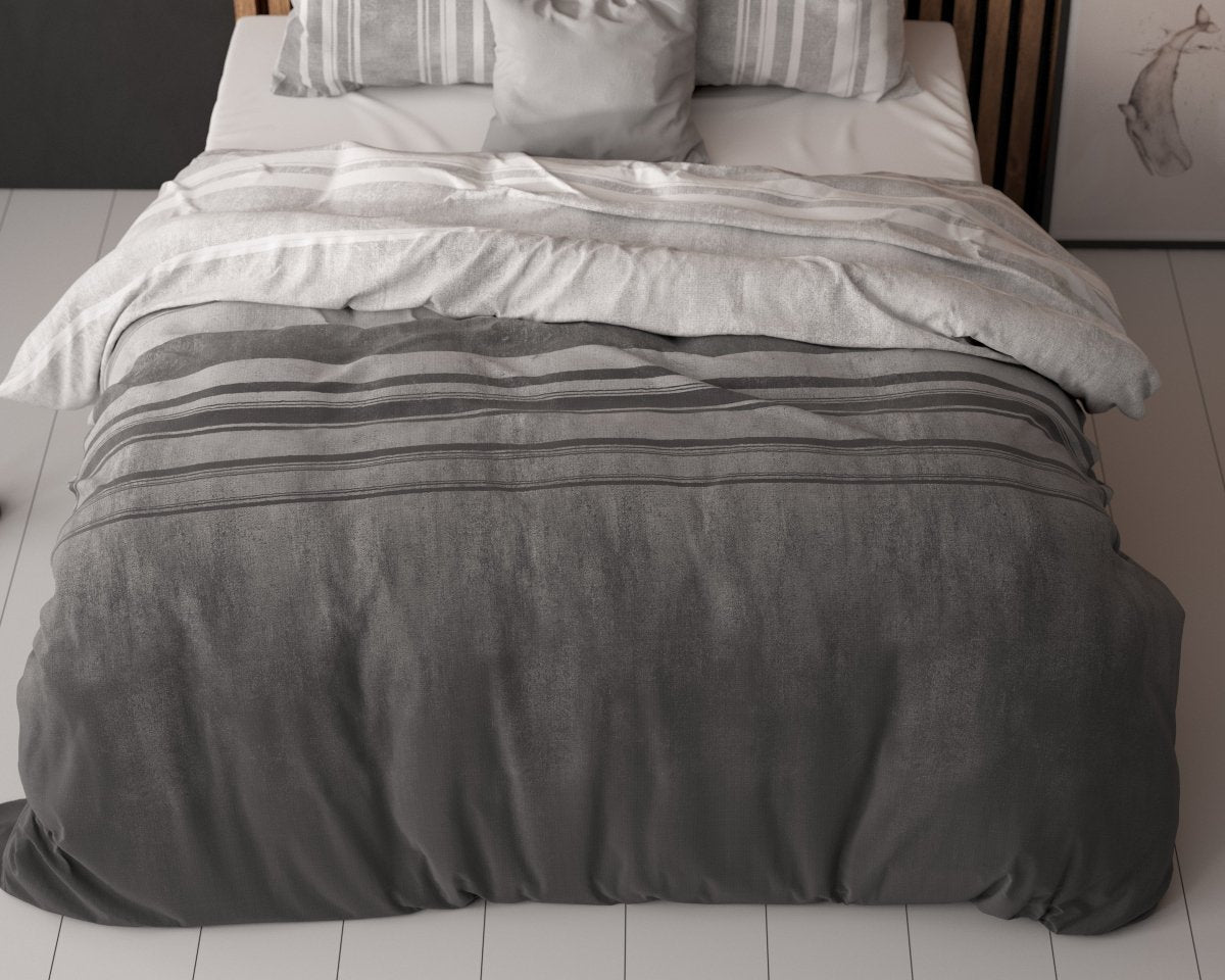 Polycotton Duvet Cover Set Moon Lights | Grey | Single - 140cm (W) x 220cm (L) - The Bedding & Blankets Store