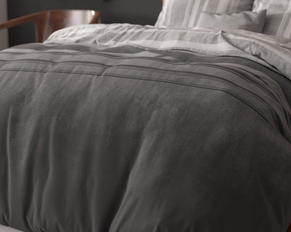 Polycotton Duvet Cover Set Moon Lights | Grey | Single - 140cm (W) x 220cm (L) - The Bedding & Blankets Store
