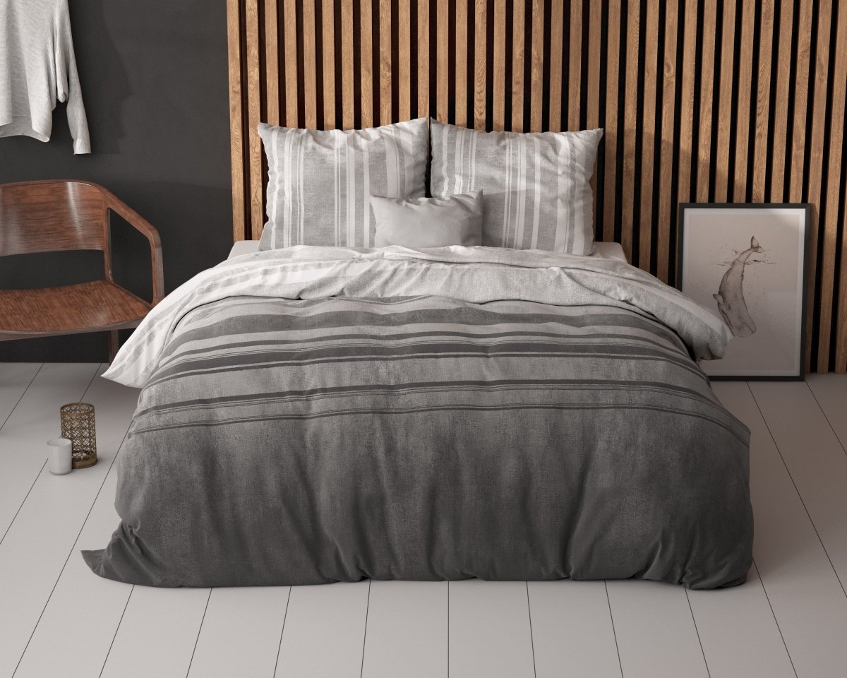 Polycotton Duvet Cover Set Moon Lights | Grey | Single - 140cm (W) x 220cm (L) - The Bedding & Blankets Store