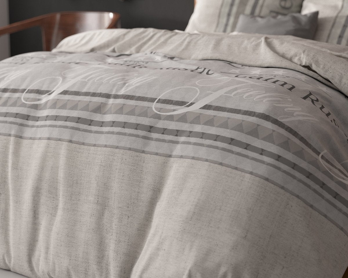 Polycotton Duvet Cover Set Residence | Grey | Single - 140cm (W) x 220cm (L) - The Bedding & Blankets Store