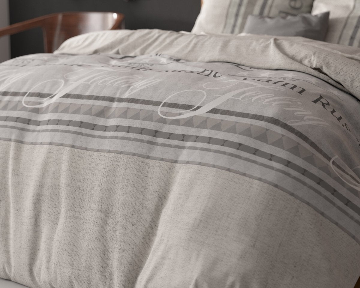 Polycotton Duvet Cover Set Residence | Grey | Single - 140cm (W) x 220cm (L) - The Bedding & Blankets Store