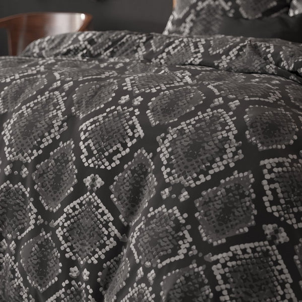 Polycotton Duvet Cover Set Riley | Anthracite | Double - 200cm (W) x 220cm (L) - The Bedding & Blankets Store