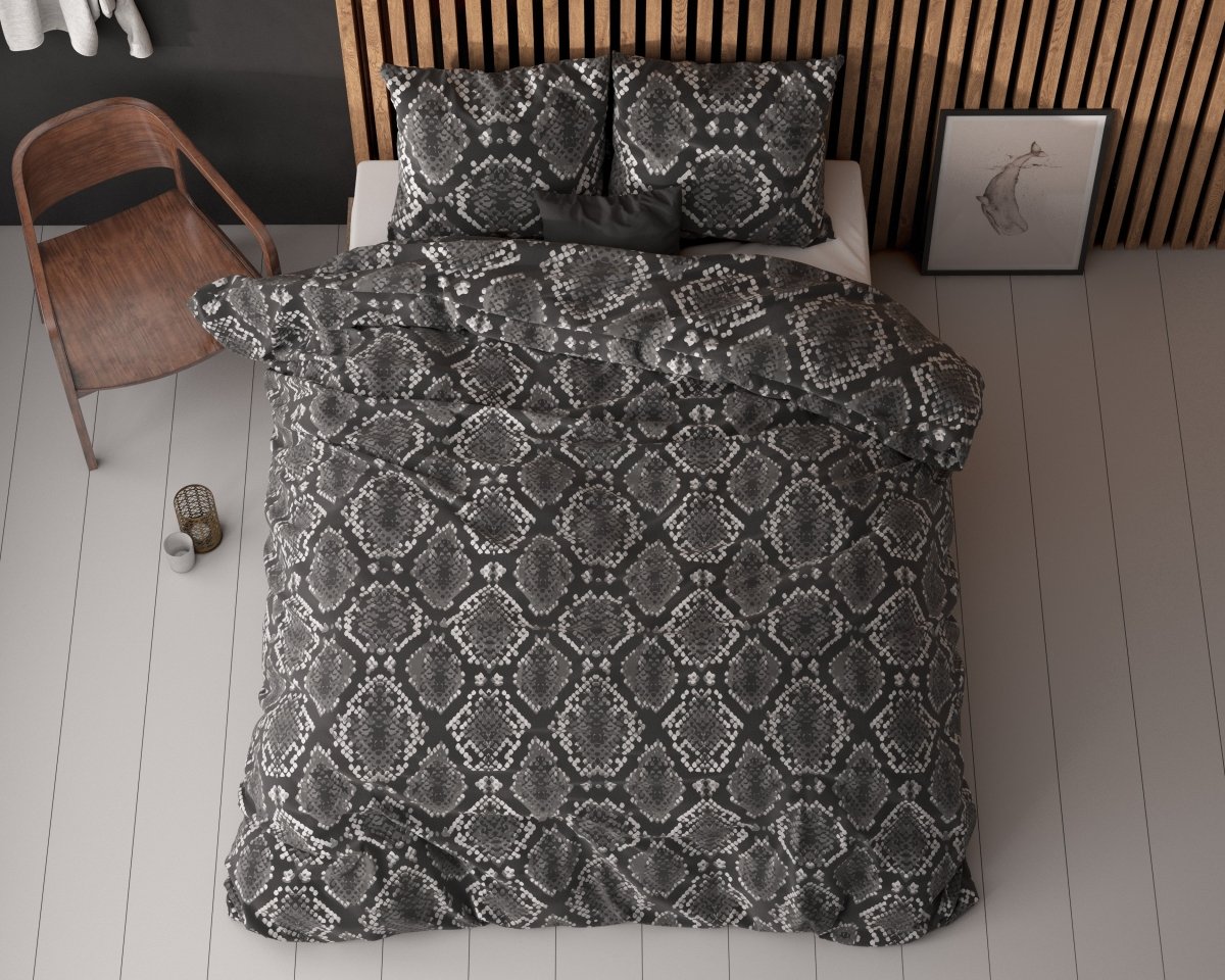 Polycotton Duvet Cover Set Riley | Anthracite | Double - 200cm (W) x 220cm (L) - The Bedding & Blankets Store