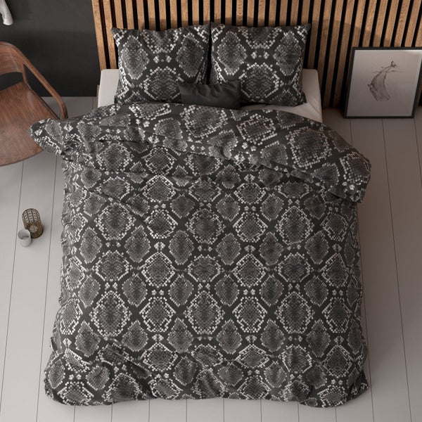 Polycotton Duvet Cover Set Riley | Anthracite | Double - 200cm (W) x 220cm (L) - The Bedding & Blankets Store