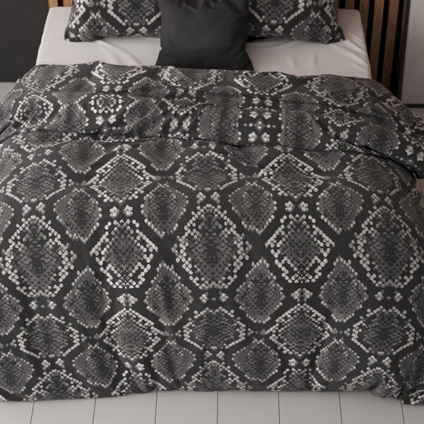 Polycotton Duvet Cover Set Riley | Anthracite | Double - 200cm (W) x 220cm (L) - The Bedding & Blankets Store