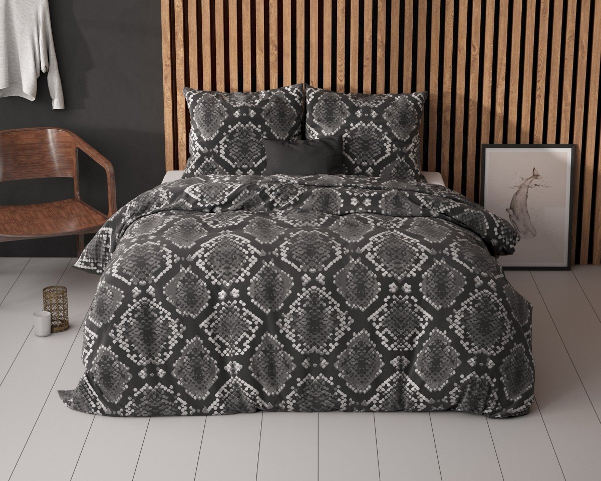 Polycotton Duvet Cover Set Riley | Anthracite | Single - 140cm (W) x 220cm (L) - The Bedding & Blankets Store