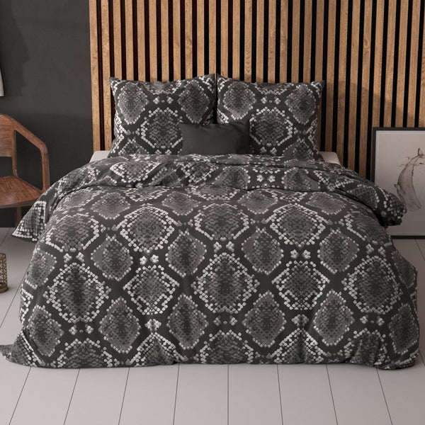 Polycotton Duvet Cover Set Riley | Anthracite | Single - 140cm (W) x 220cm (L) - The Bedding & Blankets Store