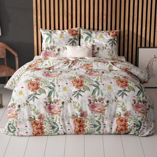 Polycotton Duvet Cover Set Romain | White | Single - 140cm (W) x 220cm (L) - The Bedding & Blankets Store