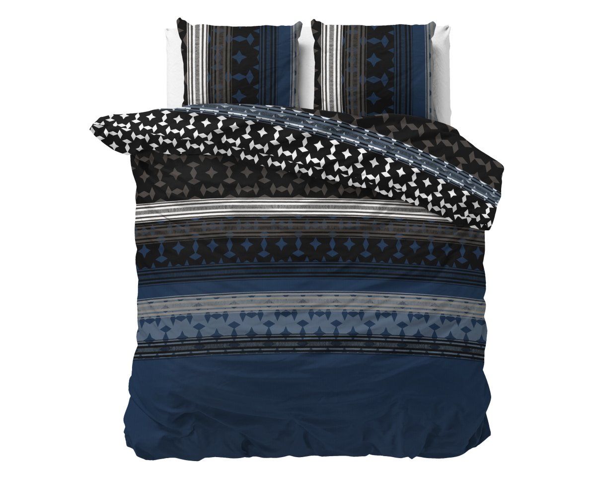 Polycotton Duvet Cover Set Scanda | Navy | Double - 200cm (W) x 220cm (L) - The Bedding & Blankets Store