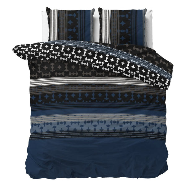 Polycotton Duvet Cover Set Scanda | Navy | Double - 200cm (W) x 220cm (L) - The Bedding & Blankets Store
