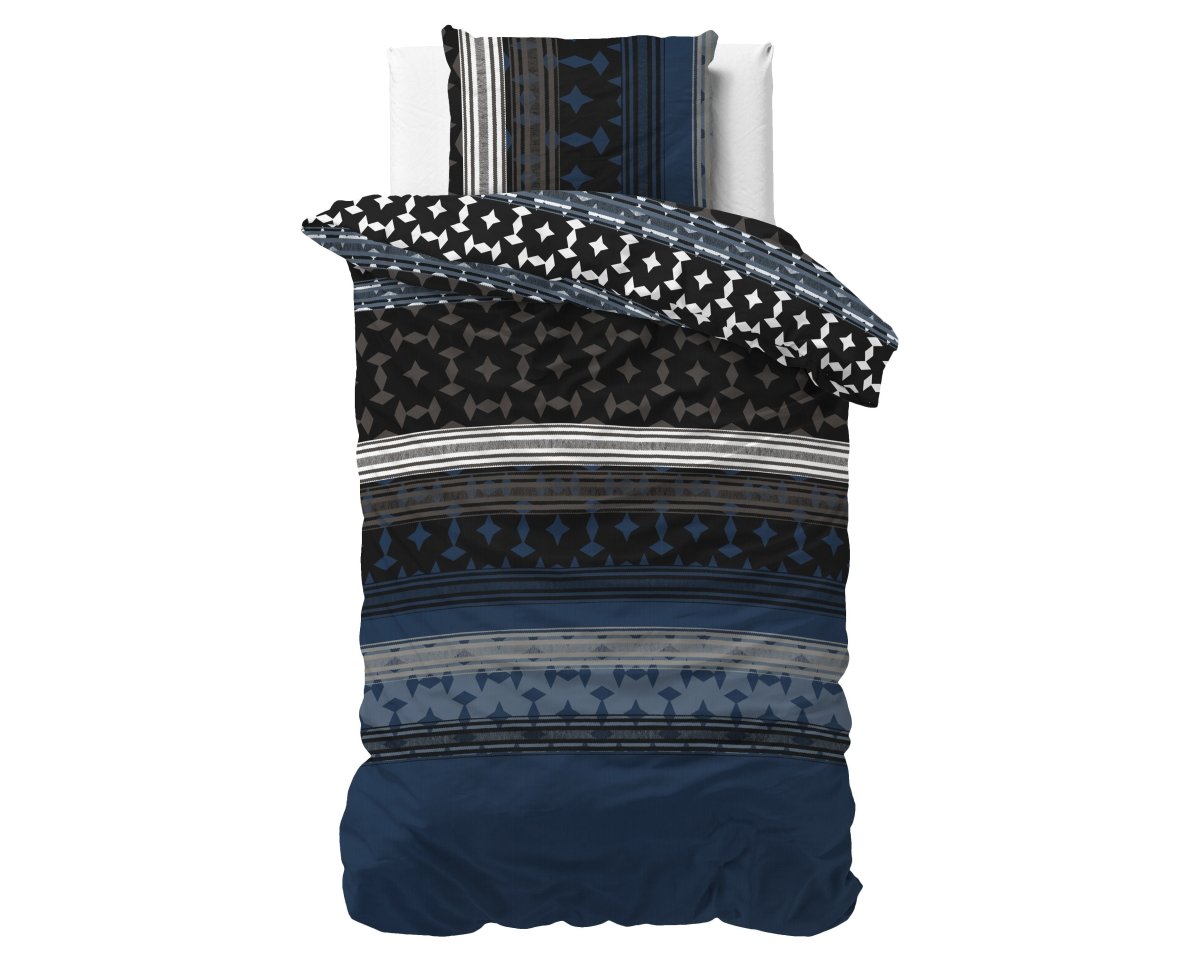 Polycotton Duvet Cover Set Scanda | Navy | Single - 140cm (W) x 220cm (L) - The Bedding & Blankets Store