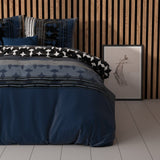 Polycotton Duvet Cover Set Scanda | Navy | Single - 140cm (W) x 220cm (L) - The Bedding & Blankets Store