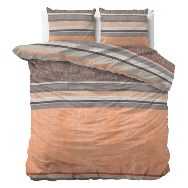 Polycotton Duvet Cover Set Sonta | Orange | Double - 200cm (W) x 220cm (L) - The Bedding & Blankets Store