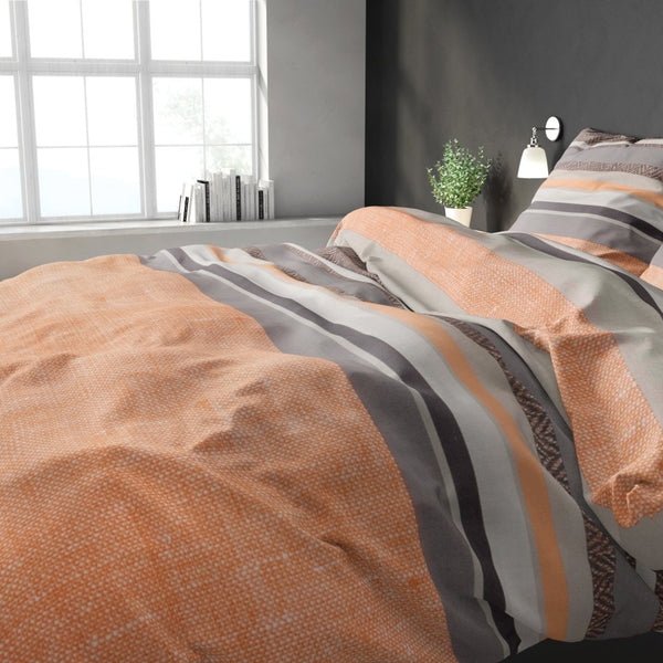 Polycotton Duvet Cover Set Sonta | Orange | Double - 200cm (W) x 220cm (L) - The Bedding & Blankets Store