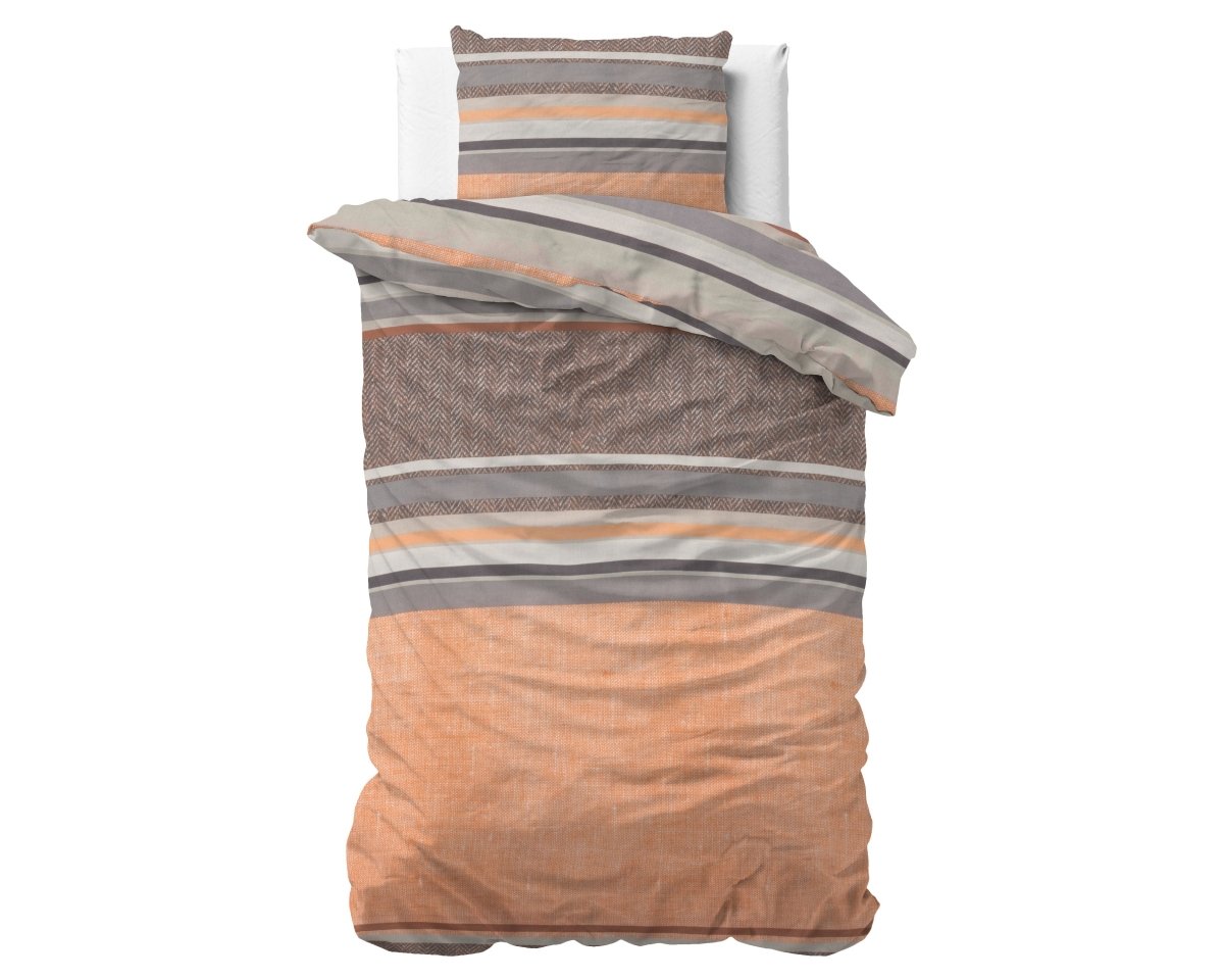 Polycotton Duvet Cover Set Sonta | Orange | Single - 140cm (W) x 220cm (L) - The Bedding & Blankets Store