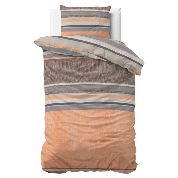 Polycotton Duvet Cover Set Sonta | Orange | Single - 140cm (W) x 220cm (L) - The Bedding & Blankets Store