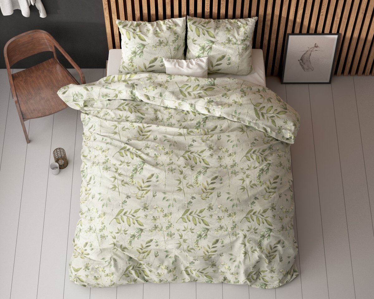 Polycotton Duvet Cover Set Sorana | Green | Double - 200cm (W) x 220cm (L) - The Bedding & Blankets Store