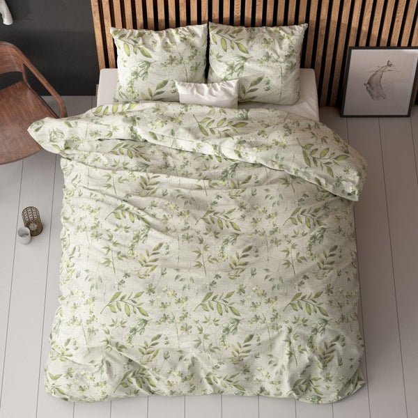 Polycotton Duvet Cover Set Sorana | Green | Double - 200cm (W) x 220cm (L) - The Bedding & Blankets Store
