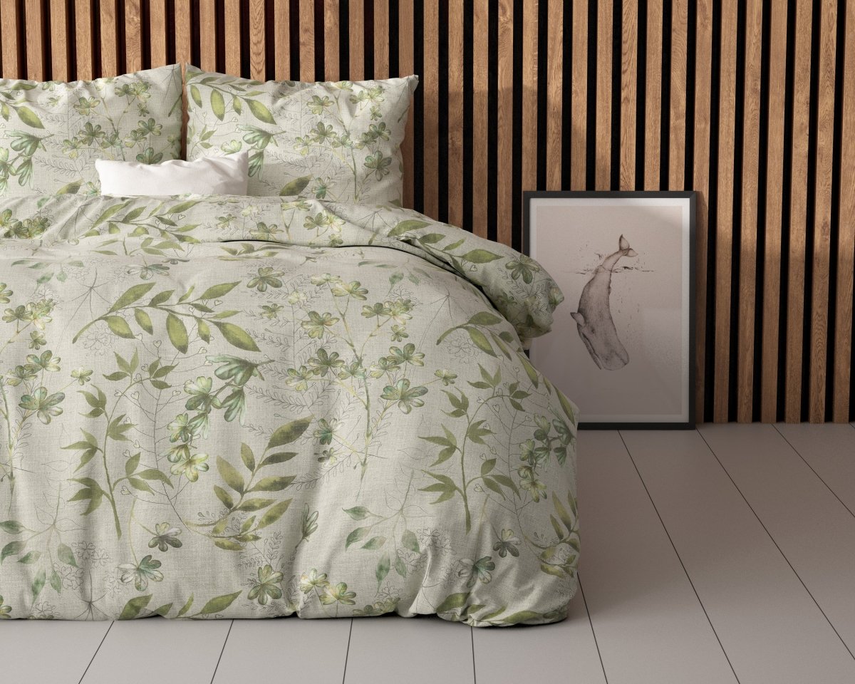 Polycotton Duvet Cover Set Sorana | Green | Double - 200cm (W) x 220cm (L) - The Bedding & Blankets Store