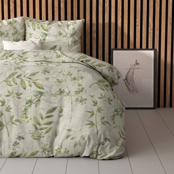 Polycotton Duvet Cover Set Sorana | Green | Double - 200cm (W) x 220cm (L) - The Bedding & Blankets Store