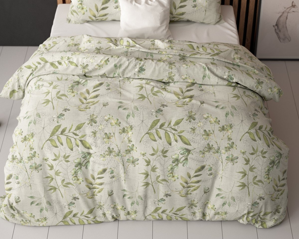 Polycotton Duvet Cover Set Sorana | Green | Double - 200cm (W) x 220cm (L) - The Bedding & Blankets Store