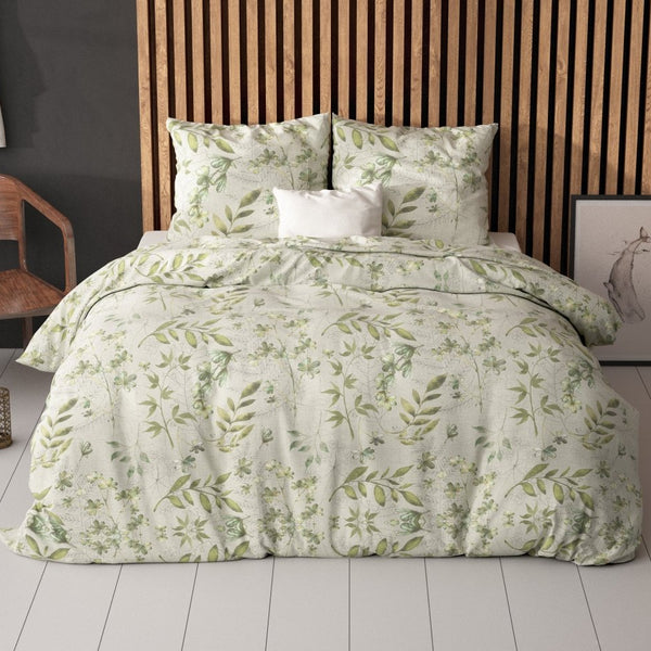 Polycotton Duvet Cover Set Sorana | Green | Double - 200cm (W) x 220cm (L) - The Bedding & Blankets Store
