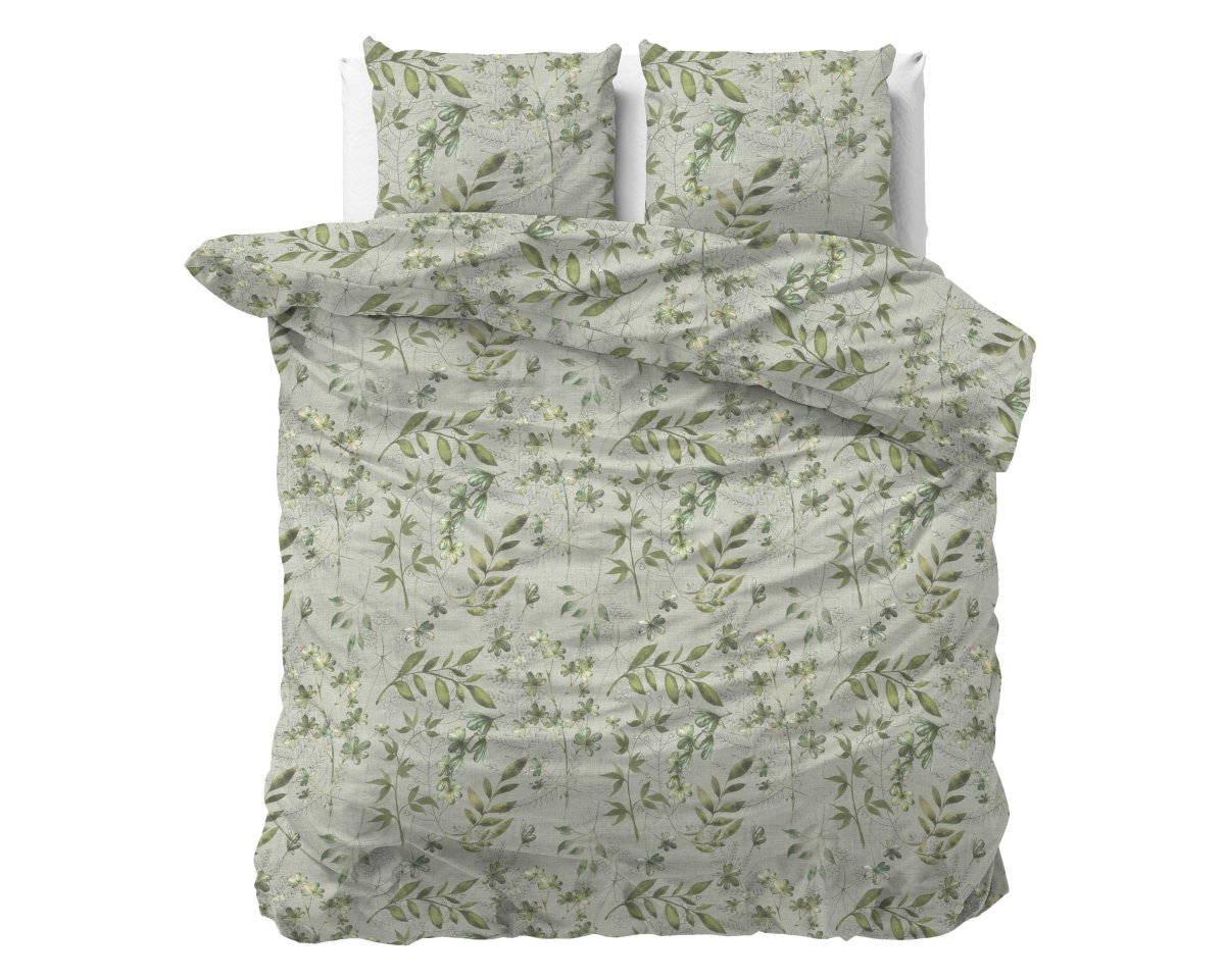 Polycotton Duvet Cover Set Sorana | Green | Double - 200cm (W) x 220cm (L) - The Bedding & Blankets Store
