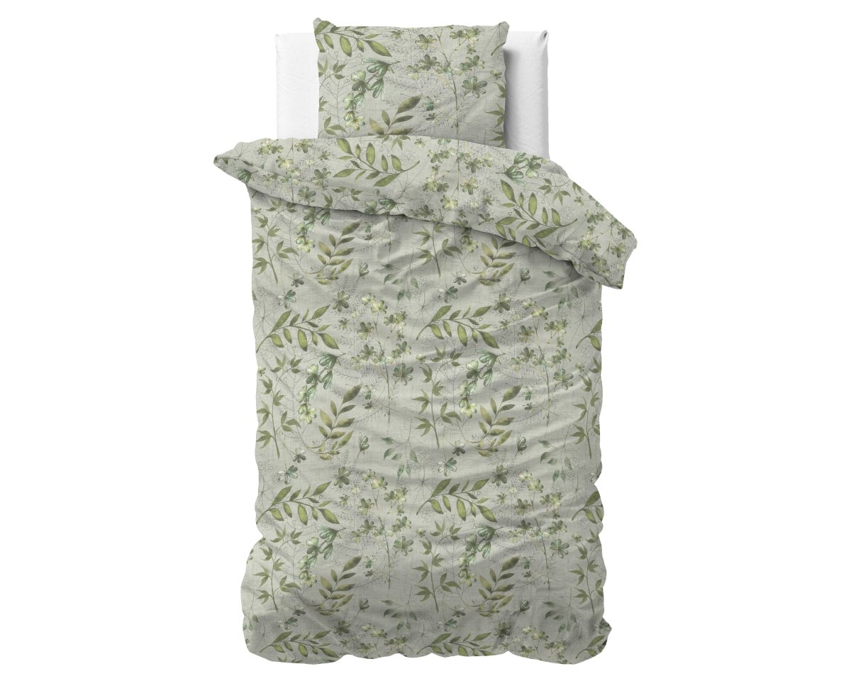 Polycotton Duvet Cover Set Sorana | Green | Single - 140cm (W) x 220cm (L) - The Bedding & Blankets Store