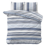 Polycotton Duvet Cover Set Stripy | Blue | Double - 200cm (W) x 220cm (L) - The Bedding & Blankets Store