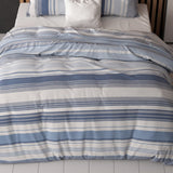 Polycotton Duvet Cover Set Stripy | Blue | Single - 140cm (W) x 220cm (L) - The Bedding & Blankets Store